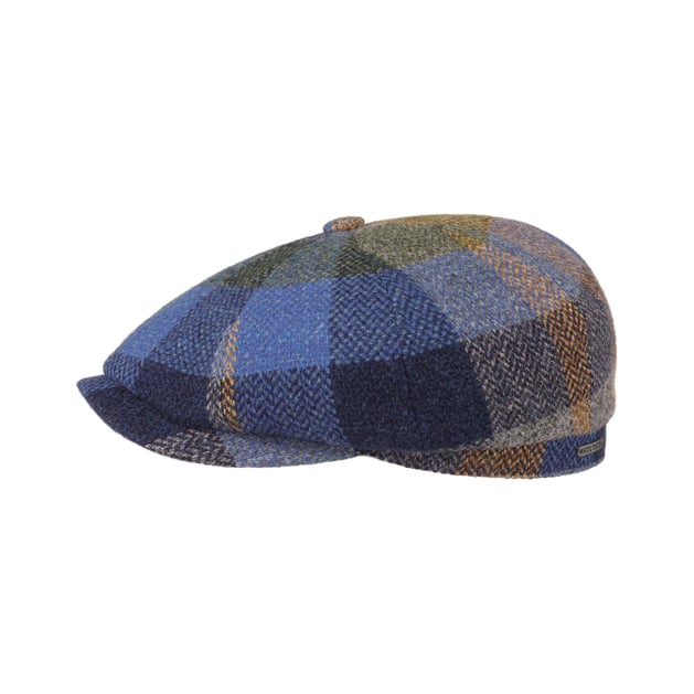 Gorra Invierno Hombre Stetson Gorra Hatteras Herringbone Stripe Hombre - Made In The EU De Lana Newsboy Con Visera, Forro Invierno Otoño/Invierno - S (54-55 Cm) Azul Oscuro Gorras De Hombre Invierno